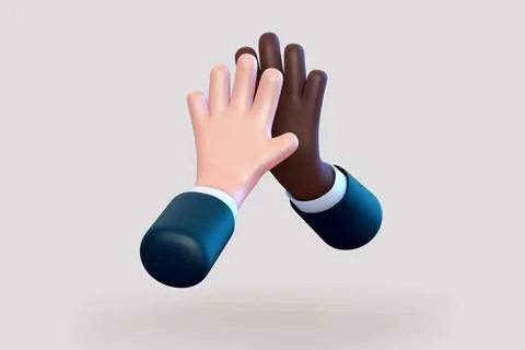 3D cartoon high five gesture Stock Illustration