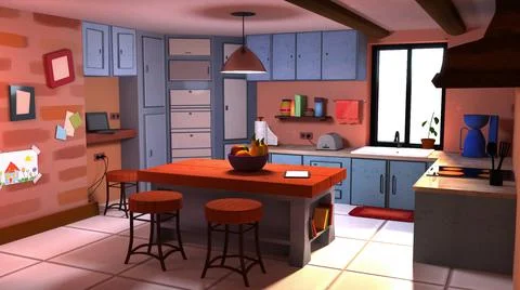 3d cartoon kitchen Stock Illustration