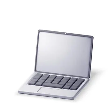 3D cartoon laptop computer isolated. Stock Illustration