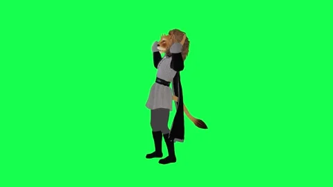 3d cartoon lion dancing from right angle isolated on green screen Video stock 250110629