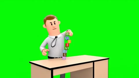 3D Cartoon Man Failed in Building a Business Concept Vídeo Stock 260802142