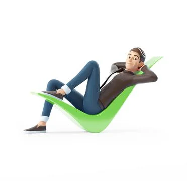 3d cartoon man lying down on check mark Stock Illustration