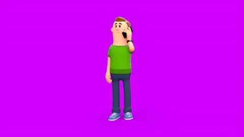 3D Cartoon Man Making Call And Talking Vidéo 266534902