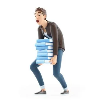 3d cartoon man overworked Stock Illustration