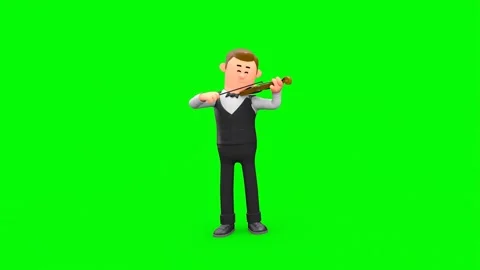3D Cartoon Man Playing Violin Very Passionately Видео 266971966