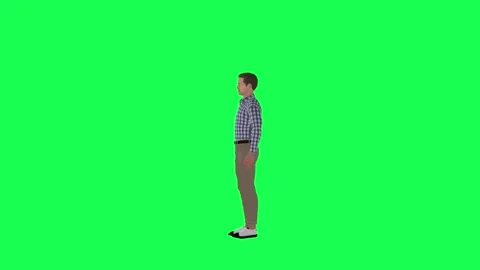 3d cartoon man talking isolated right angle green screen Stock-Footage 257685777