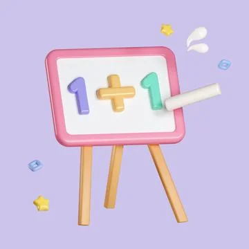 3D cartoon mathematic education concept isolated on pastel background. icon Stock Illustration