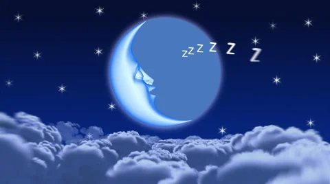 3D cartoon moon sleeping, 4K. Seamless loop. Stock Footage 50109618