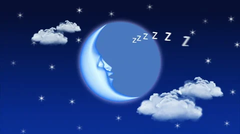 3D cartoon moon sleeping, 4K. Seamless loop, alpha channel. Stock Footage 50110255