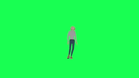 3d cartoon old man walking in the park, left angle green screen Video stock 259824622