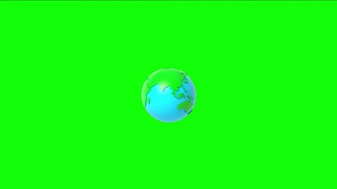 3D Cartoon Planet Earth Rotating Seamlessly Isolated on Green Screen Stock Footage 340634988