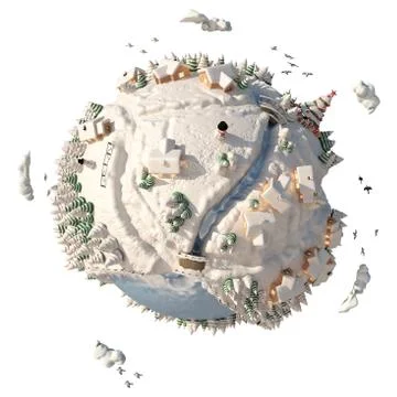 3D Cartoon Planet Winter Stock Illustration