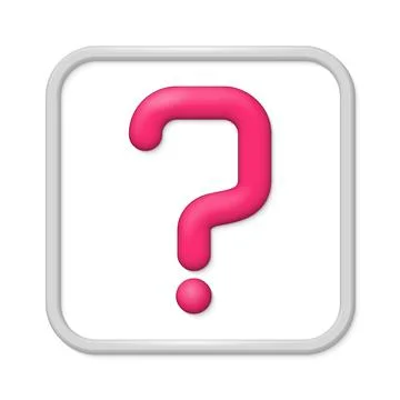 3D cartoon question mark icon. Online ask test query element concept design Illustrazione stock