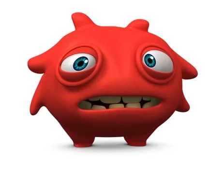 3d cartoon red alien Stock-Illustration