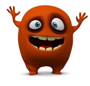 3d cartoon red alien Stock-Illustration