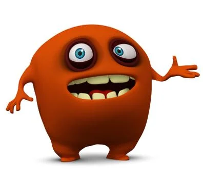 3d cartoon red alien Stock-Illustration