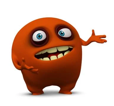 3d cartoon red  bacterium 스톡 일러스트