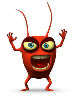 3d cartoon red bug Stock-Illustration