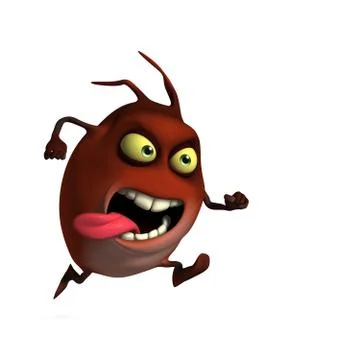 3d cartoon red bug run Stock-Illustration