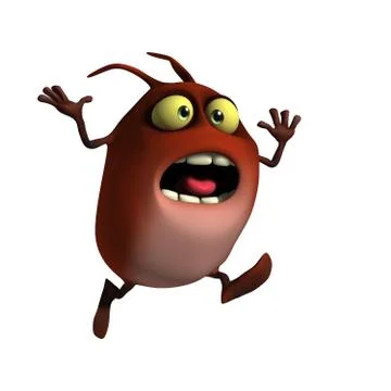3d cartoon red bug run 스톡 일러스트