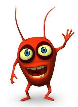3d cartoon red cockroach Stock-Illustration