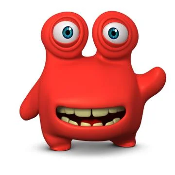 3d cartoon red virus Stock Illustration