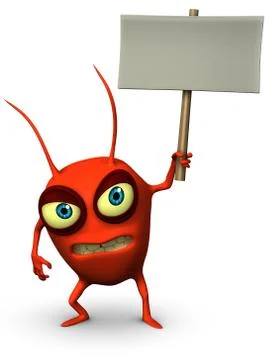 3d cartoon red virus Stock-Illustration