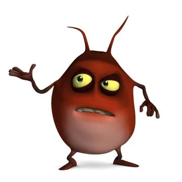 3d cartoon red virus 스톡 일러스트