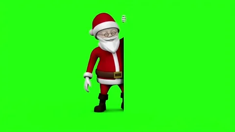 3D cartoon Santa Claus presenting with hands on green screen background Stock Footage 320623806