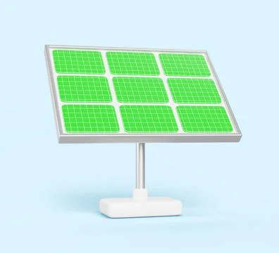 3d cartoon solar panel isolated render icon. Green sun energy from battery with Stock Illustration