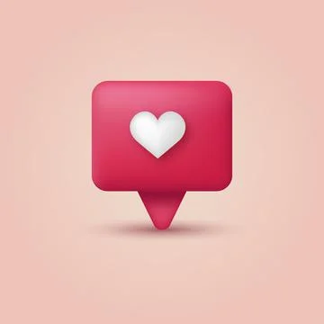 3d cartoon speech bubble with heart. Vector Stock Illustration