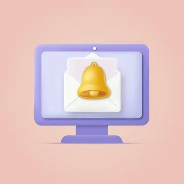 3d cartoon style computer with reminder. Vector Illustrazione stock