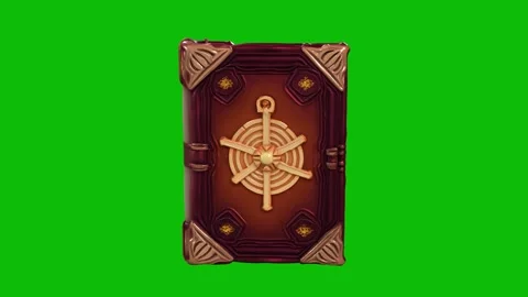 3D cartoon-style fantasy magic spell book 2 with details, spinning, scaling up Stock Footage 319853869