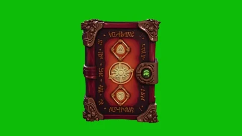 3D cartoon-style fantasy magic spell book 1 with details, spinning, scaling up Stock Footage 319853871