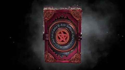 3D cartoon-style fantasy magic spell book 6 with details, spinning, scaling up Stock Footage 320566850