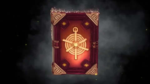 3D cartoon-style fantasy magic spell book 2 with details, spinning, scaling up Stock Footage 320571834
