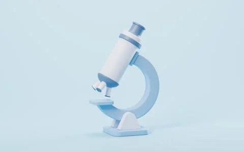 3D cartoon style microscope, 3d rendering. Stock Illustration