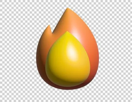 3D cartoon styled depicted as gradient orange, yellow flickering flame fire icon Stock Illustration