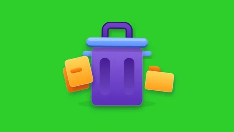 3D Cartoon Trash Can and Document Folders Animation Vídeo Stock 344011311