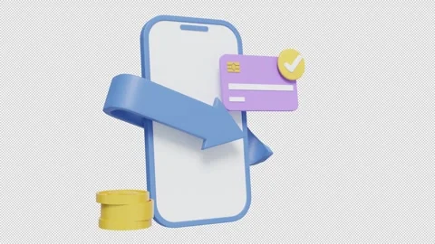 3D Cash Back and Mobile Payment Rewards Concept Video stock 344236240