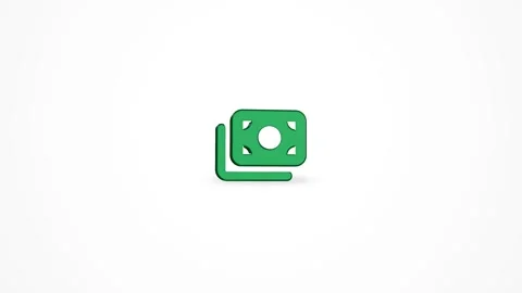 3D Cash Money Banknotes Stack Icon Animated Loop on White Background 4K Stock Footage 347650946