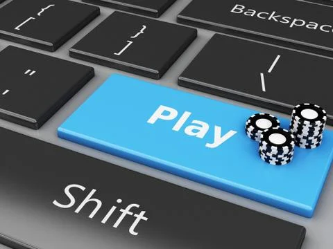 3d Casino Chips on the computer keyboard Illustrazione stock