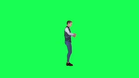 3d casino operator man playing cards, left angle, green screen Stock Footage 257685405