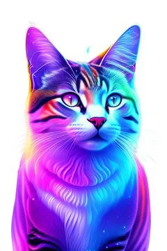 3D Cat Colorful collage in white background. Illustration Stock Illustration
