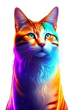 3D Cat Colorful in white background. Illustration Stock Illustration