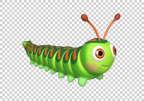 3d caterpillar character. Cute insect. 3d rendering Stock Illustration