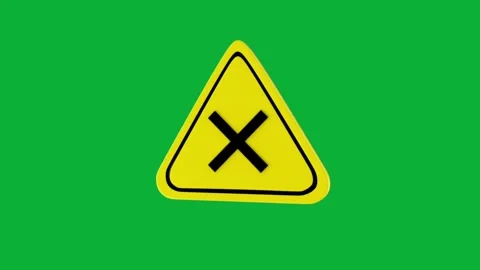 3D caution danger sign single sprite loop animation on green screen background Vídeos de archivo 313832946