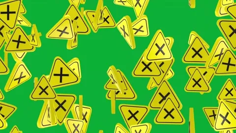 3d caution sign swirling in loop on green screen background Stock Footage 313744645