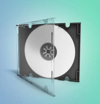 3D CD case open on gradient background Stock Illustration