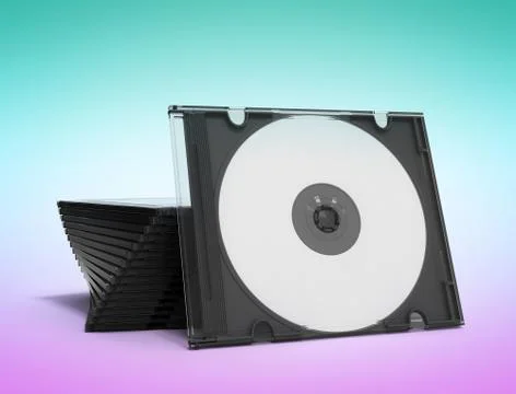 3D CD cases open on gradient background Stock Illustration
